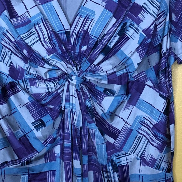 Daisy Fuentes Purple Petite Knot Front Blouse - Picture 3 of 6